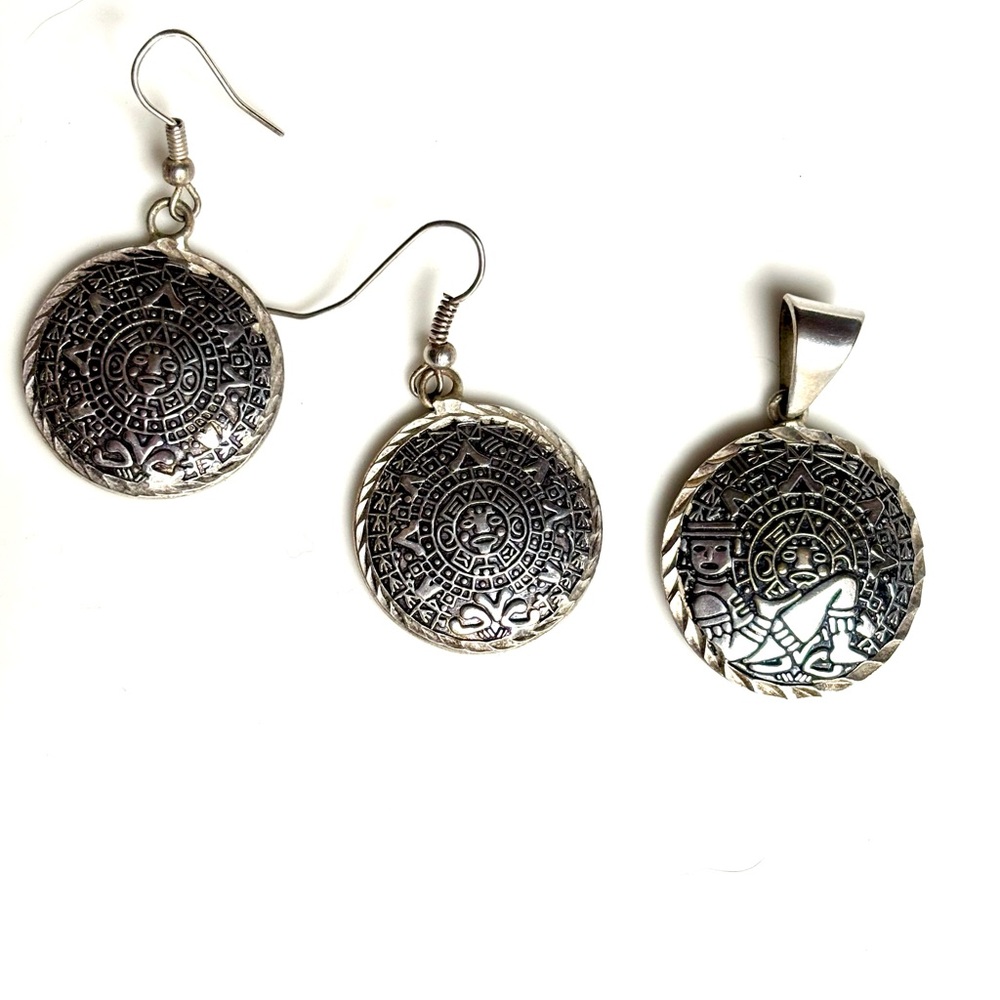 New Taxco Silver Mayan Jewelry Set